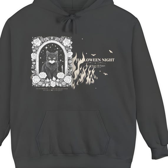 Gothic Black Cat Tarot Hoodie — Comfort Colors hoodie by WedgeAtelier