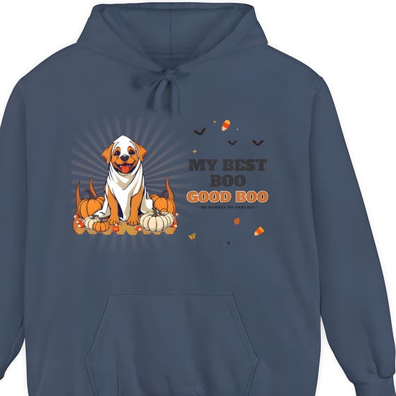 Good Boo Dog Ghost Costume Hoodie — Comfort Colors hoodie by WedgeAtelier
