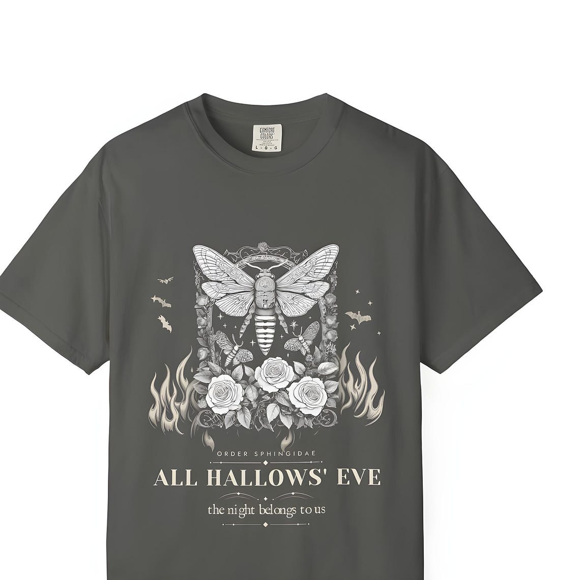 Gothic Moth Engraving T-Shirt — Comfort Colors tee by WedgeAtelier