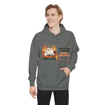 Haunted Library Books and Boos Halloween Hoodie photo 5