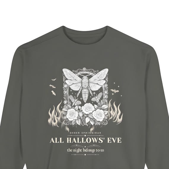 Gothic Moth Engraving Sweatshirt — Comfort Colors crewneck sweatshirt by WedgeAtelier