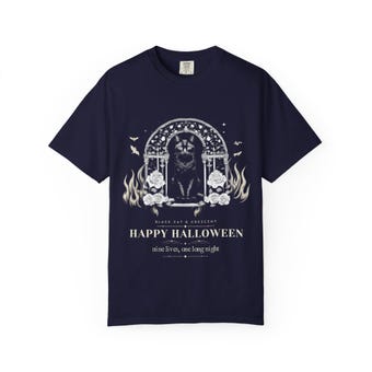 Gothic Black Cat Halloween T-Shirt photo 5
