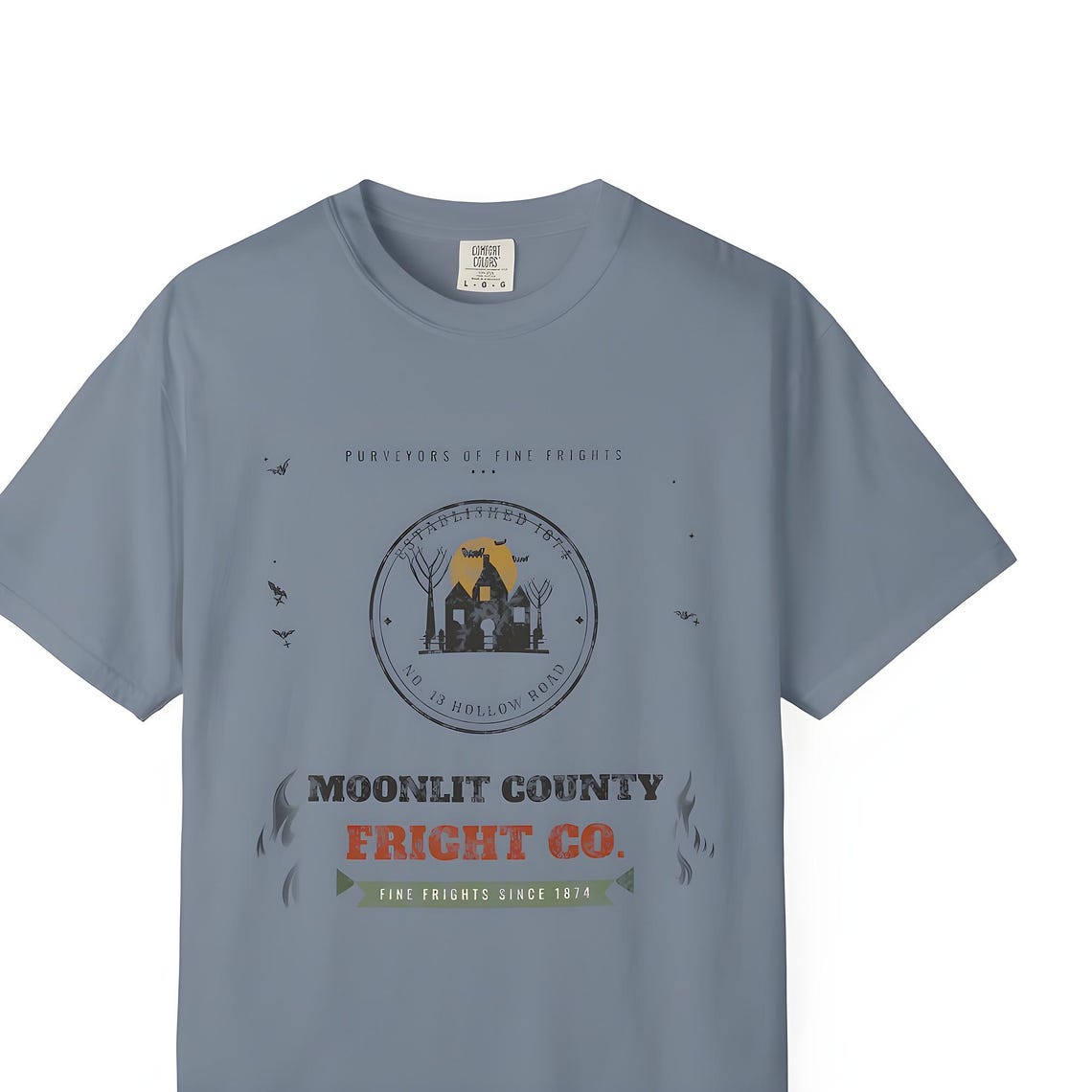 Moonlit County Fright Co. Vintage Halloween Shirt — Comfort Colors tee by WedgeAtelier