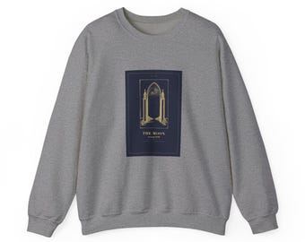 The Moon Tarot Sweatshirt, Celestial Whimsigoth Crewneck, Witchy Fall Gift (Unisex Heavy Blend)