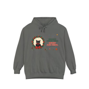 Merry and Feral Black Cat Wreath Hoodie photo 3