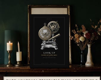 Dark Academia Study Prints, Vintage Curiosities Gallery Wall Set (Digital Download)