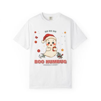 Boo Humbug Ghost in Santa Hat Christmas Tee photo 2