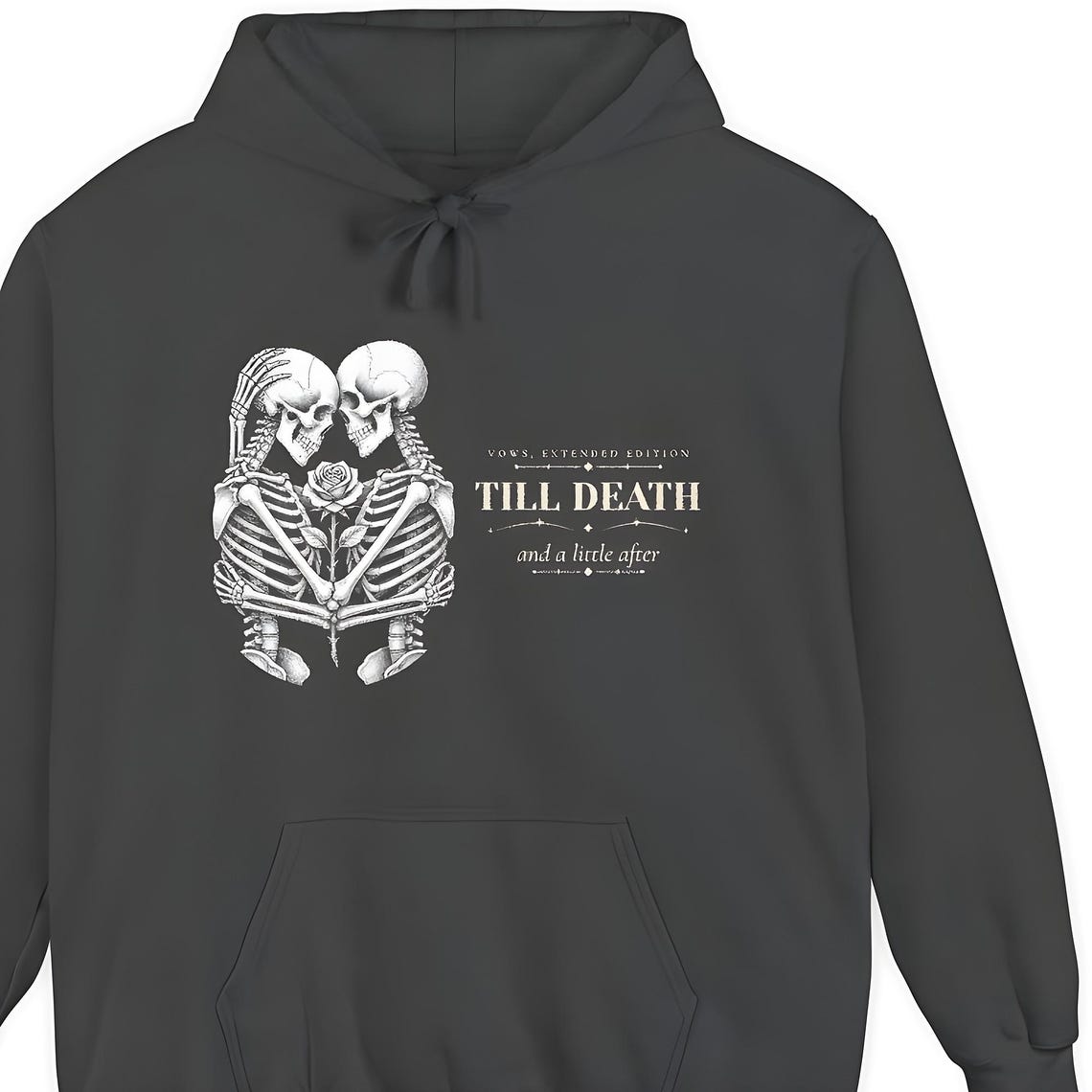 Till Death Skeleton Couple Comfort Colors Hoodie — Comfort Colors hoodie by WedgeAtelier