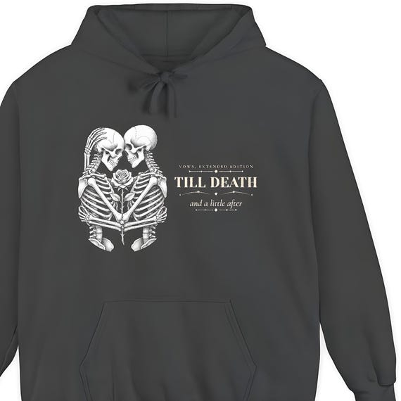 Till Death Skeleton Couple Comfort Colors Hoodie — Comfort Colors hoodie by WedgeAtelier