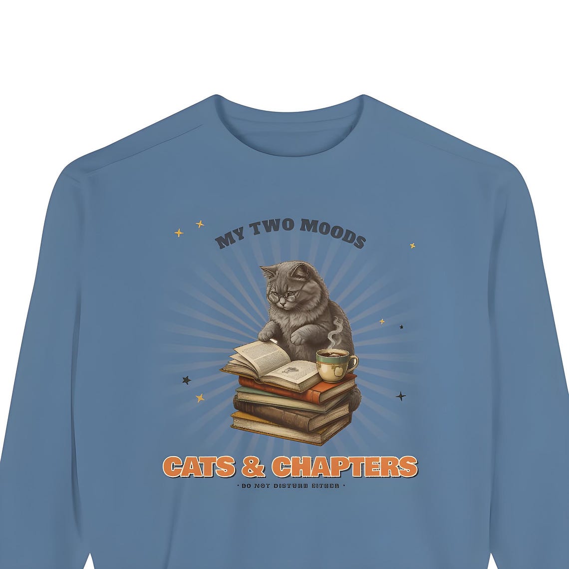Cats and Chapters Sweatshirt — Comfort Colors crewneck sweatshirt by WedgeAtelier