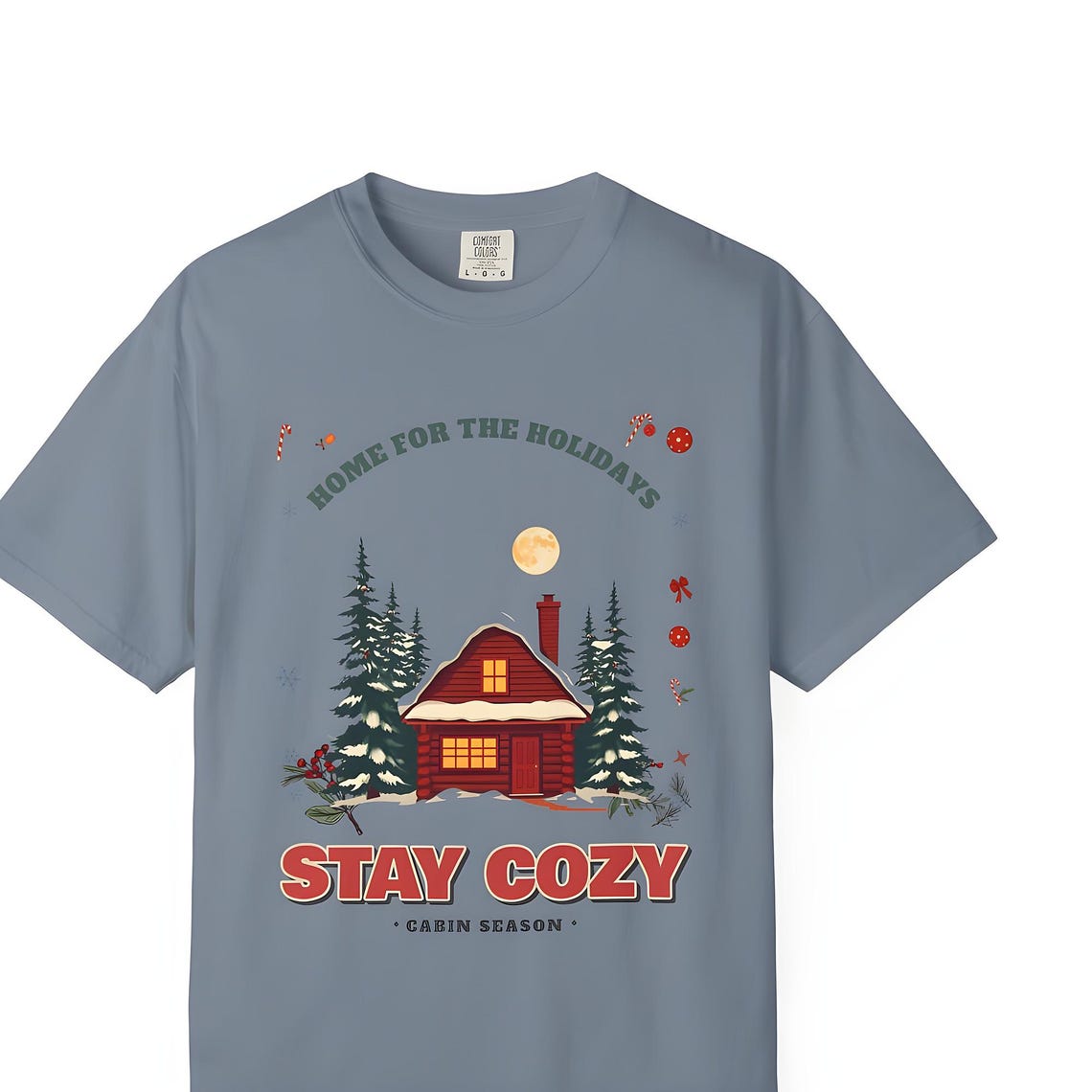 Stay Cozy Cabin Christmas Tee — Comfort Colors tee by WedgeAtelier