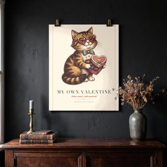 Retro Cat Valentine Art Print photo 4