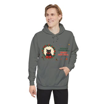 Merry and Feral Black Cat Christmas Hoodie photo 5