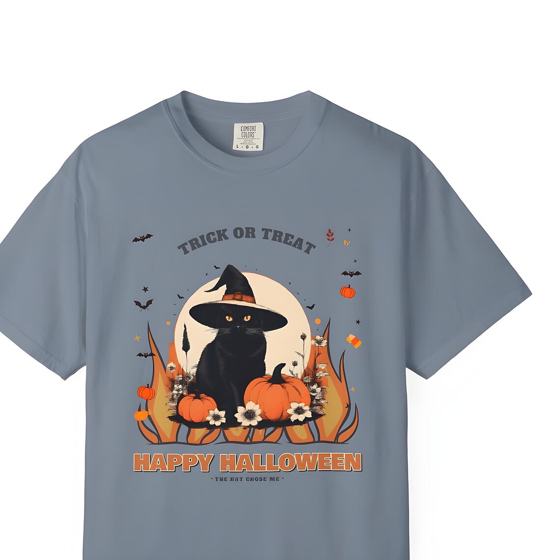 Witch Cat Halloween Shirt — Comfort Colors tee by WedgeAtelier