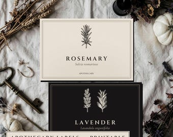 Vintage Apothecary Herb Jar Labels, 24 Engraved Printable Labels Plus Blanks (Digital Download)