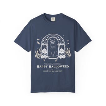 Gothic Black Cat Halloween T-Shirt photo 4