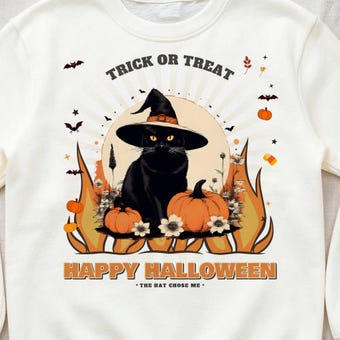 Witch Cat Halloween Sweatshirt photo 3