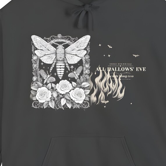 Gothic Moth Engraving Hoodie — Comfort Colors hoodie by WedgeAtelier