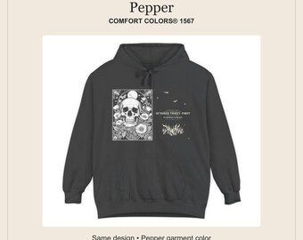 Gothic Skull Poppies Hoodie, Dark Academia Memento Mori Sweatshirt (Comfort Colors®)