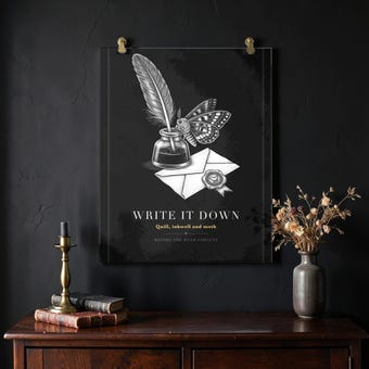 Dark Academia Quill Inkwell Moth Print photo 2