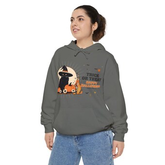 Retro Black Cat Witch Hat Hoodie photo 6