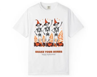 Dancing Skeletons Shirt, Retro Halloween Comfort Colors Tee, Vintage Skeleton Pumpkin T-Shirt, Funny Fall Gift
