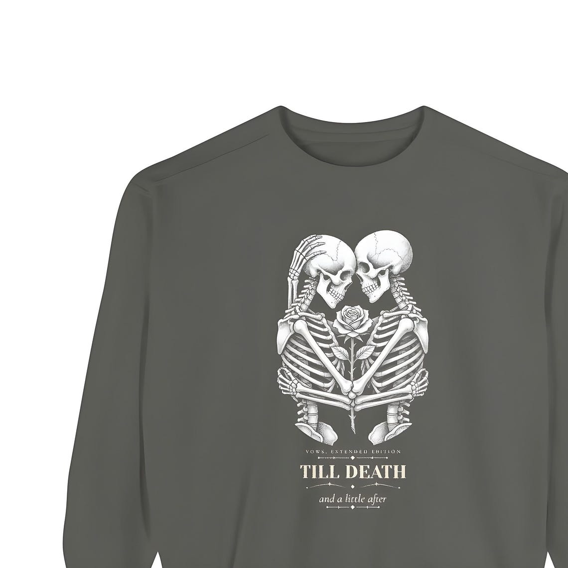 Till Death Skeleton Couple Comfort Colors Sweatshirt — Comfort Colors crewneck sweatshirt by WedgeAtelier