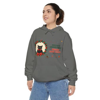 Merry and Feral Black Cat Wreath Hoodie photo 6