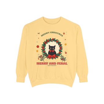 Merry and Feral Black Cat Wreath Sweatshirt photo 3