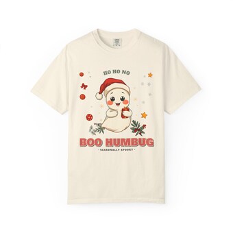 Boo Humbug Ghost in Santa Hat Christmas Tee photo 3