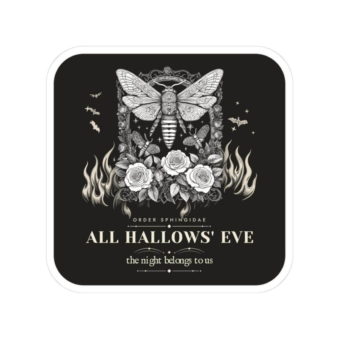 Gothic Moth Engraving Sticker — kiss-cut vinyl sticker by WedgeAtelier