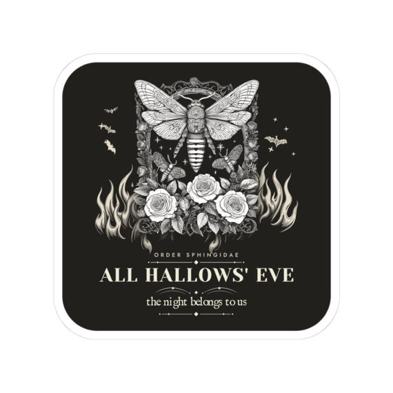 Gothic Moth Engraving Sticker — kiss-cut vinyl sticker by WedgeAtelier