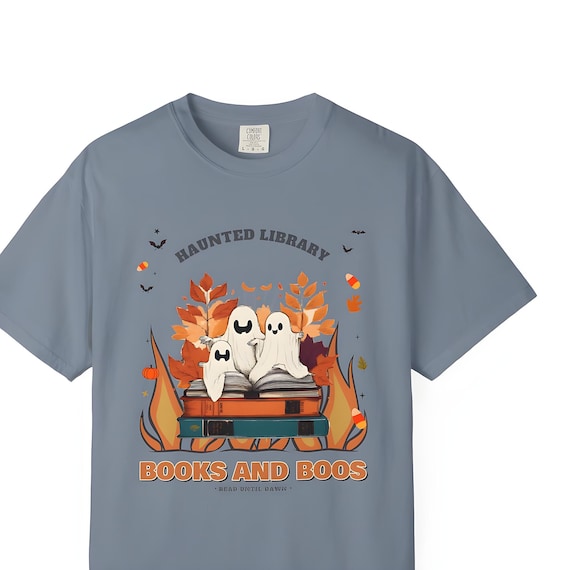 Books and Boos Comfort Colors Halloween Shirt — Comfort Colors tee by WedgeAtelier