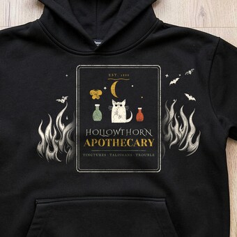 Witch Cat Apothecary Halloween Hoodie photo 3