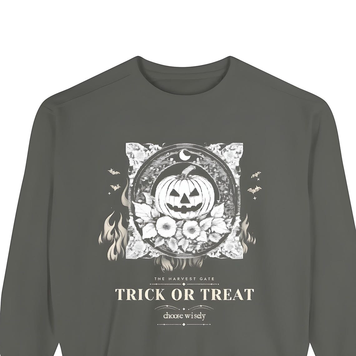 Gothic Jack O Lantern Sweatshirt — Comfort Colors crewneck sweatshirt by WedgeAtelier