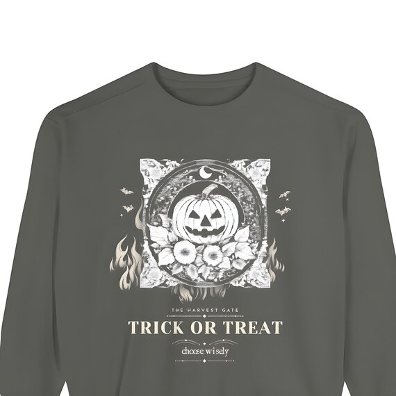 Gothic Jack O Lantern Sweatshirt — Comfort Colors crewneck sweatshirt by WedgeAtelier