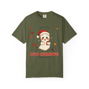 Boo Humbug Ghost in Santa Hat Christmas Tee photo 6