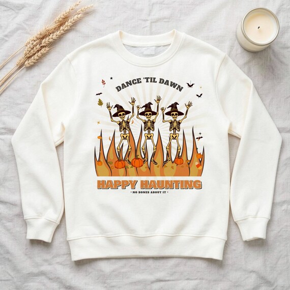 Dancing Skeletons Halloween Sweatshirt by WedgeAtelier