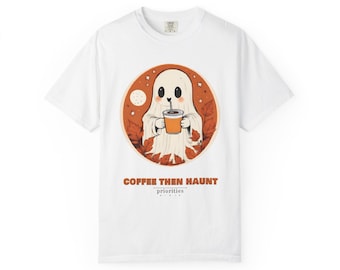 Ghost Coffee Shirt, Retro Halloween Comfort Colors Tee, Iced Coffee Lover Gift, Cute Vintage Fall T-Shirt