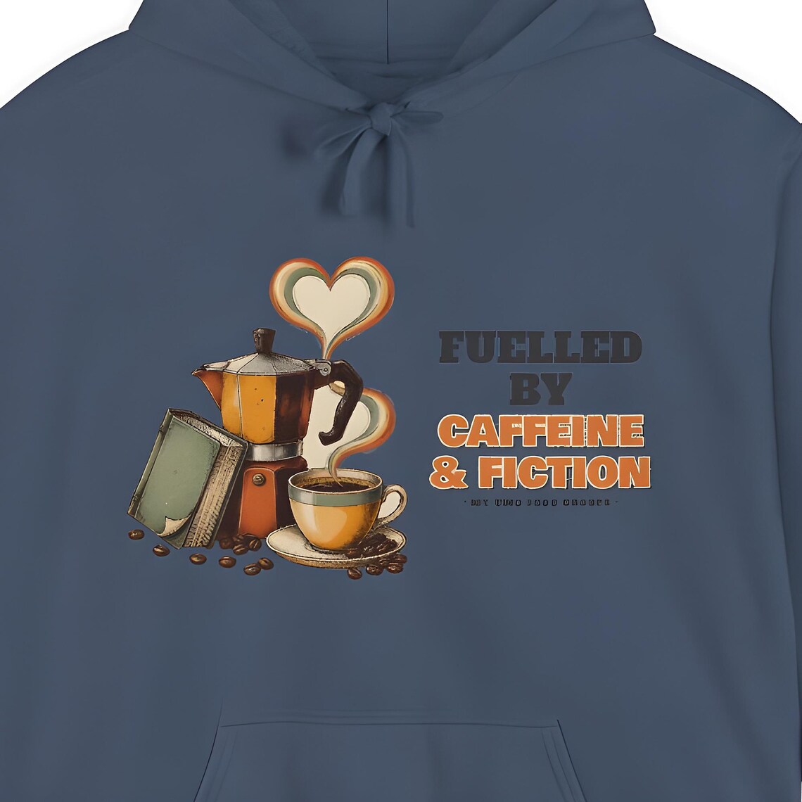 Caffeine and Fiction Hoodie — Comfort Colors hoodie by WedgeAtelier