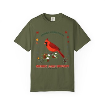 Cardinal Christmas Comfort Colors Shirt photo 6
