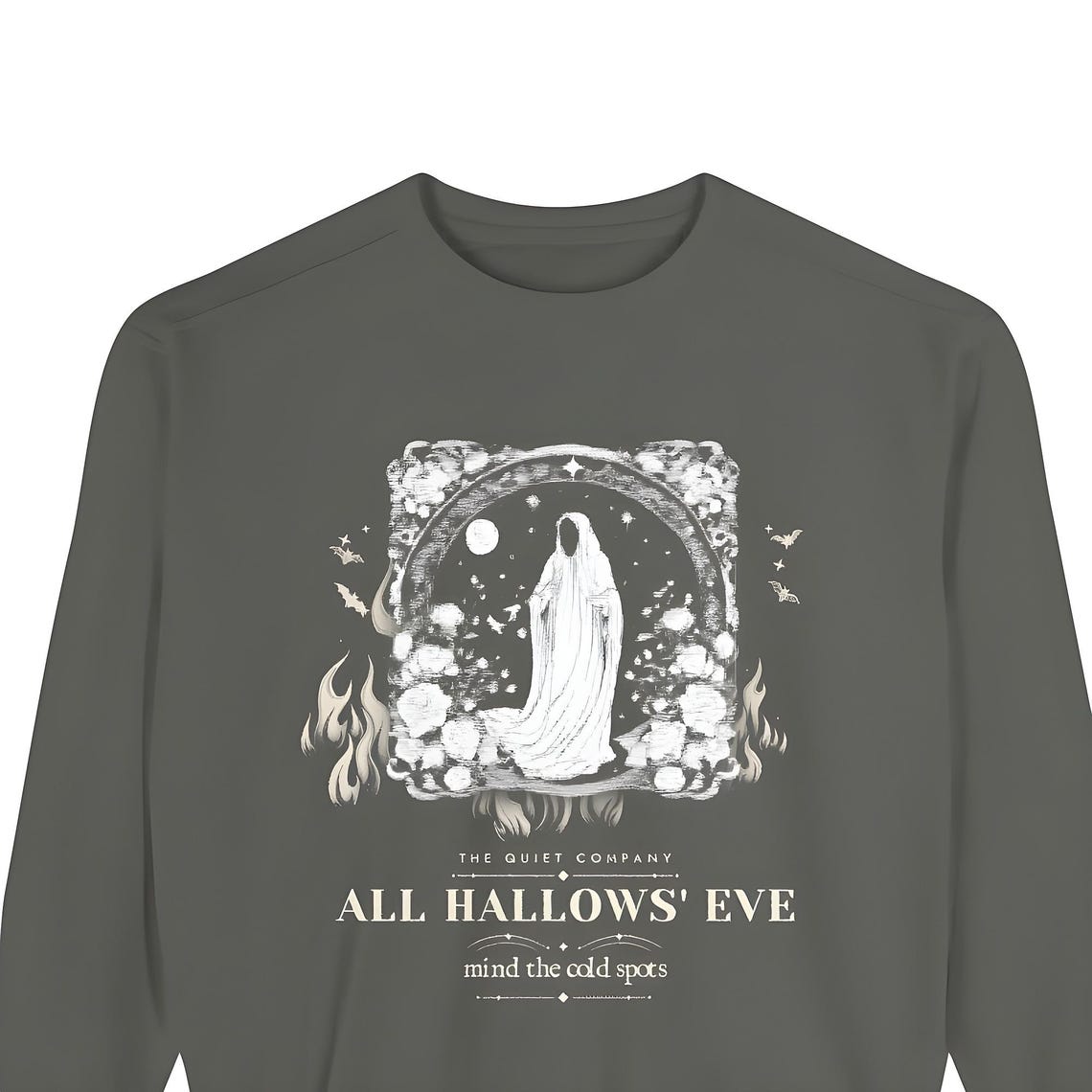 Gothic Ghost Sweatshirt — Comfort Colors crewneck sweatshirt by WedgeAtelier