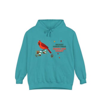 Cardinal on Snowy Pine Christmas Hoodie photo 4