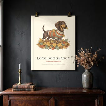 Retro Dachshund in Sweater Wall Art Print photo 4