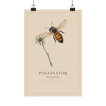 Sage Green Bee Blossom Print photo 2