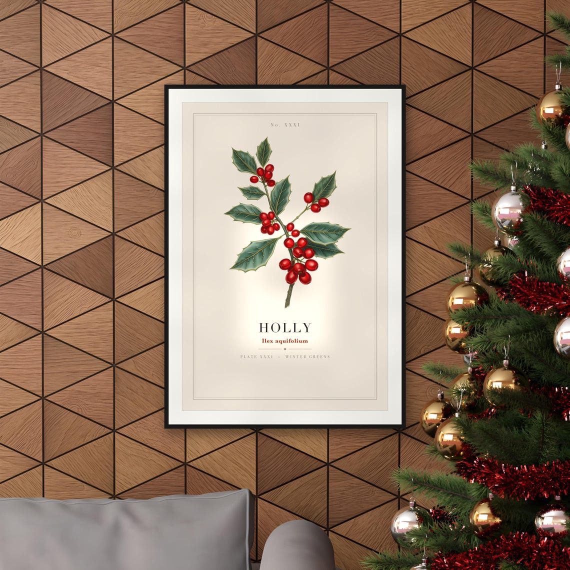 Holly Botanical Christmas Print — art print by WedgeAtelier