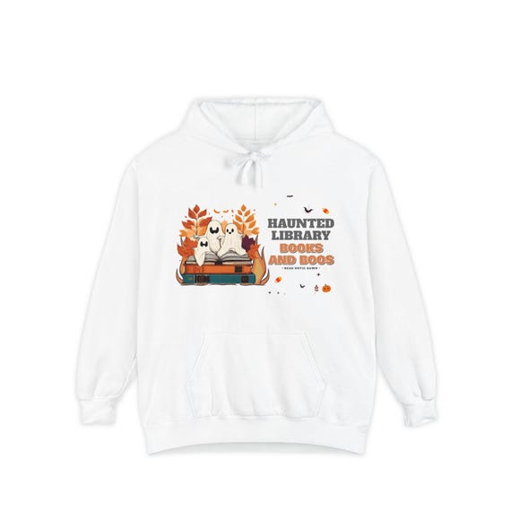 Haunted Library Books and Boos Halloween Hoodie by WedgeAtelier