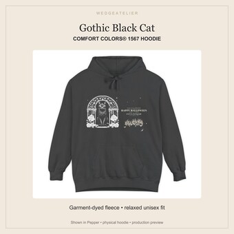 Gothic Roses Candles Black Cat Halloween Hoodie photo 2