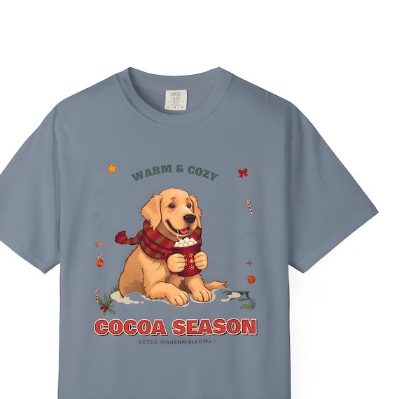 Cocoa Season Dog Mom Christmas Tee — Comfort Colors tee by WedgeAtelier