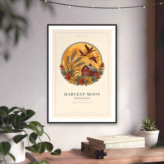 Harvest Moon Barn Print — art print by WedgeAtelier